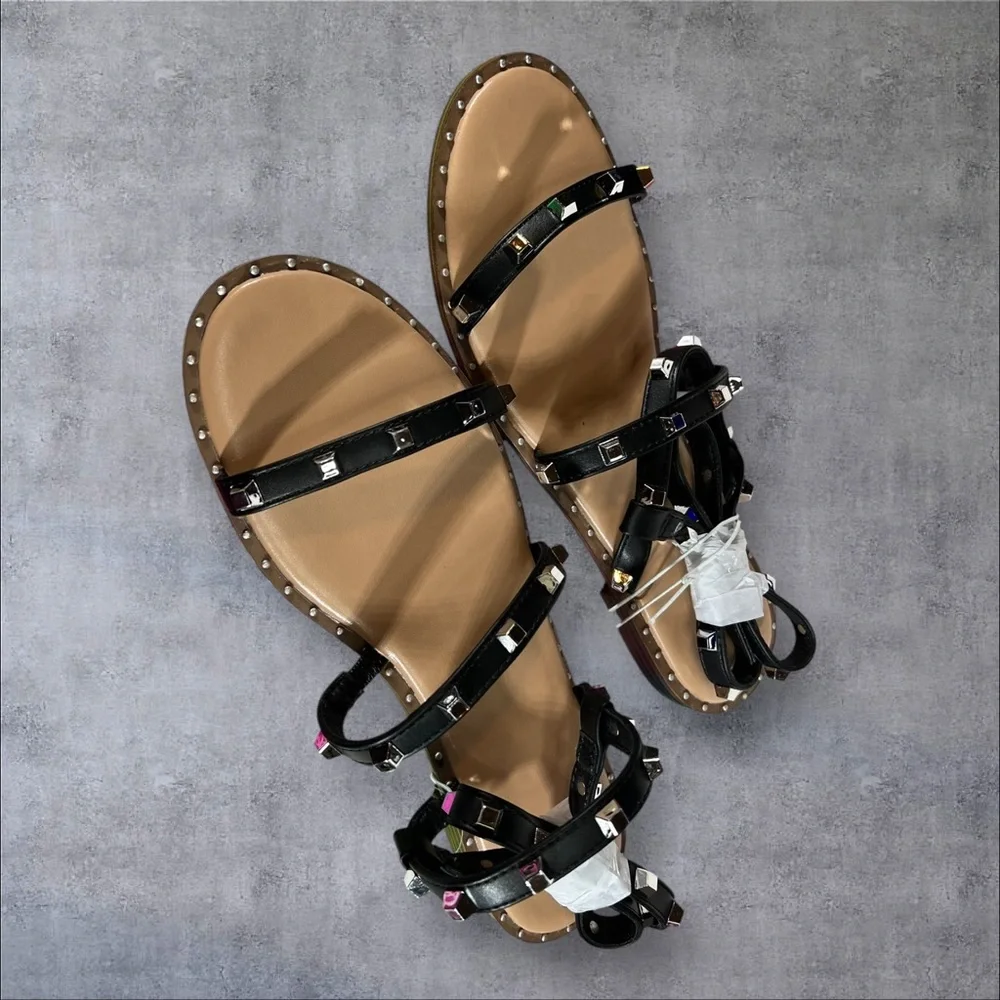 Studded Black Strappy Sandals Astrid by a new day NEW NWT